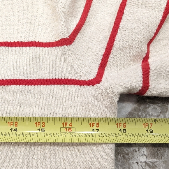 Princess Vera Wang Striped Scoop Neck Sweater sequin Tulle Trim Junior‘s Large - Picture 12 of 12